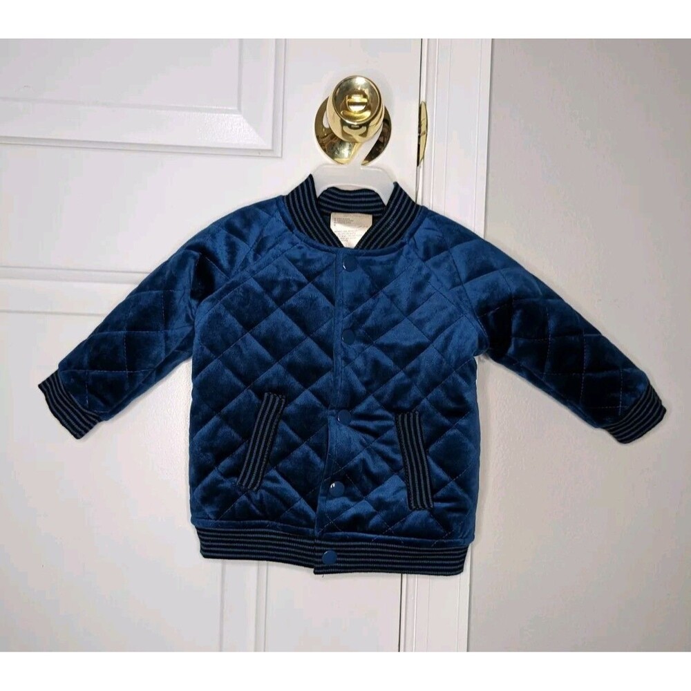 First Impressions 3-6 Months Baby's Jacket Blue Quilted Velvet Sold @Macy's 2022